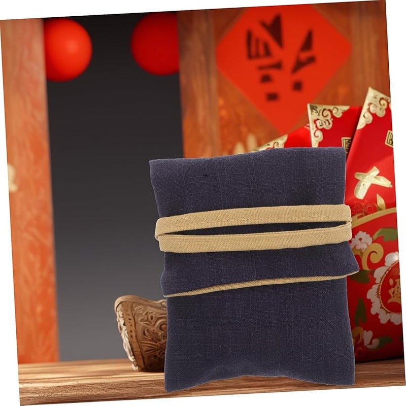 Blue Jewelry Travel Bag Elegant Cotton Linen Pouch Drawstring Storage for Necklaces Bracelets Earrings - Image 4